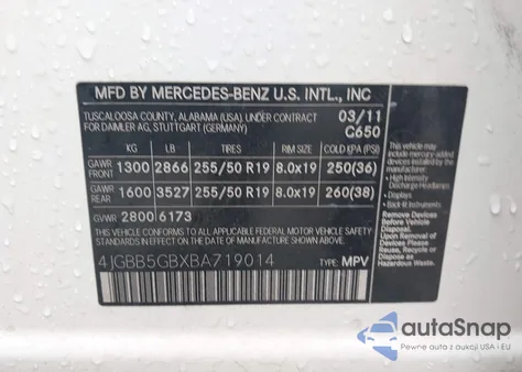 2011 Mercedes-Benz Ml 350 from USA, damaged, VIN 4JGBB5GBXBA719014